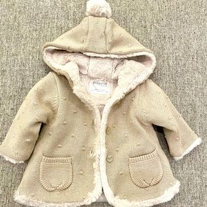 Sold 0-2mo Baby Gold shimmer fur lined coat
